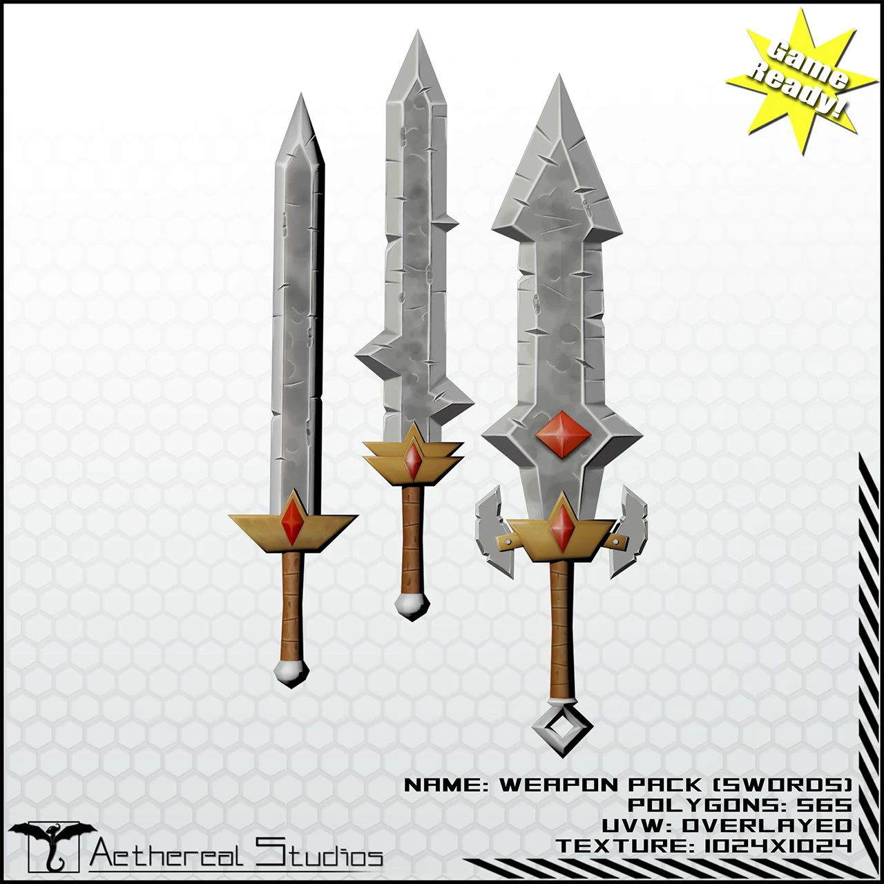 fantasy sword pack 3D Model .c4d .max .obj .3ds .fbx .stl .blend 
