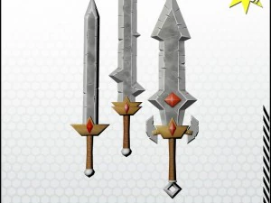 набор фэнтезийных мечей 3D Модель