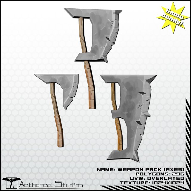 fantasy axe pack Modèle 3D .c4d .max .obj .3ds .fbx .stl .blend 