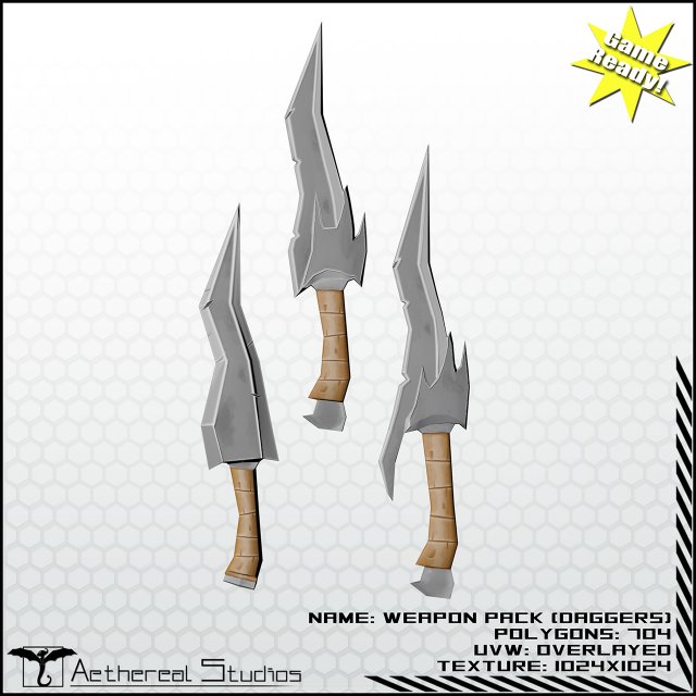 fantasy dagger pack Modelo 3D .c4d .max .obj .3ds .fbx .stl .blend 