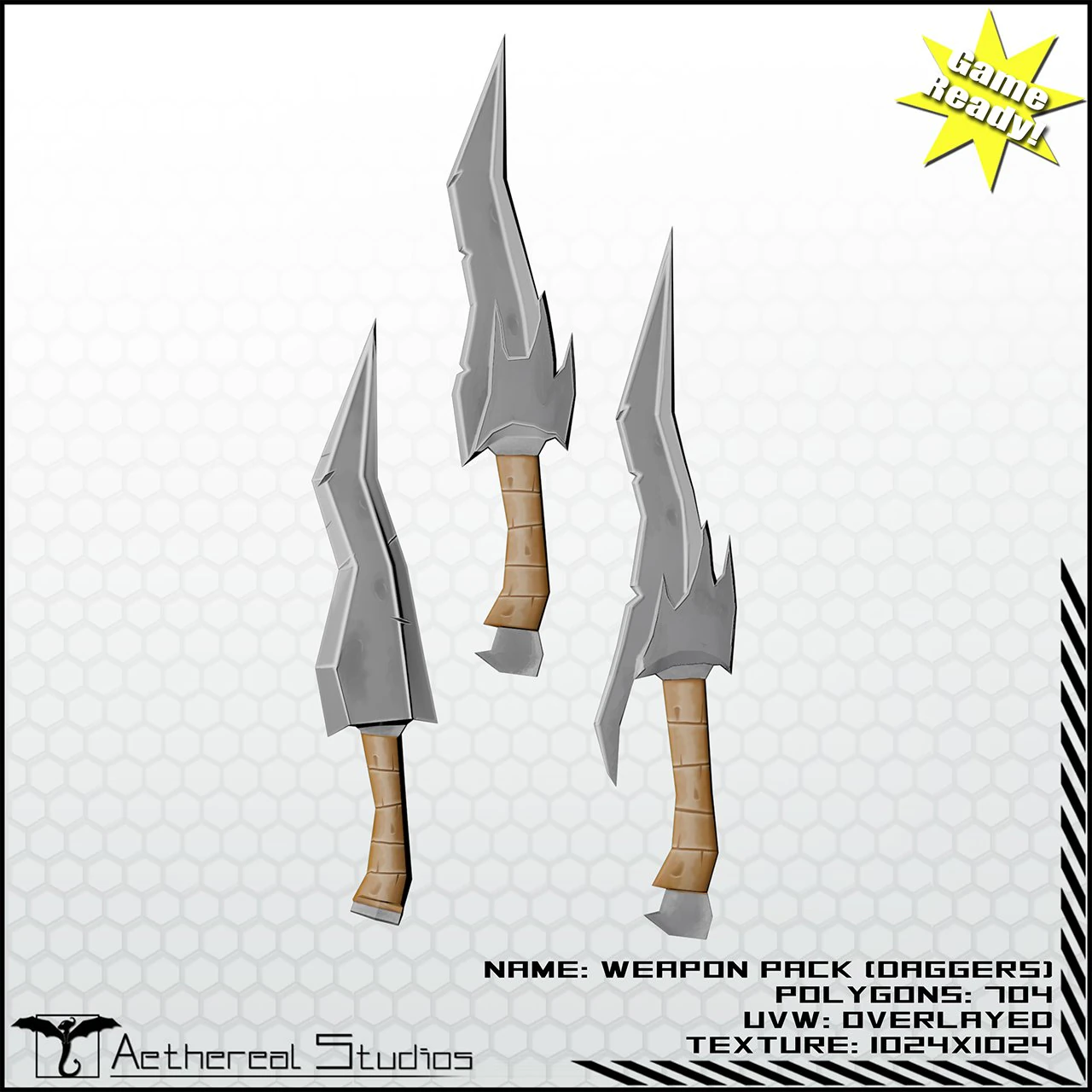 fantasy dagger pack 3D Model .c4d .max .obj .3ds .fbx .stl .blend