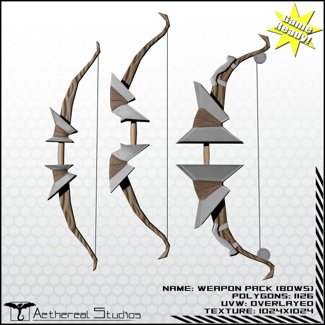 fantasy bow pack Modello 3D .c4d .max .obj .3ds .fbx .stl .blend 
