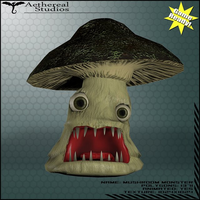 mushroom monster 3D Model .c4d .max .obj .3ds .fbx .stl .blend 