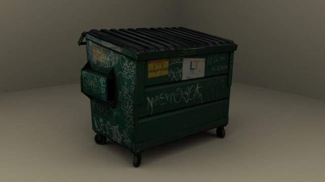 green trash dumpster 3D Model .c4d .max .obj .3ds .fbx .stl .blend 