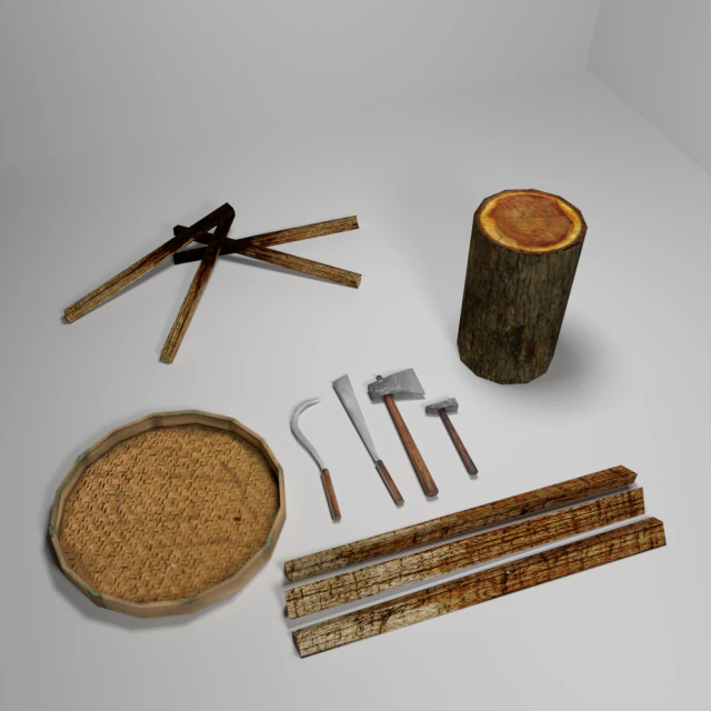 javaneese low poly woodentools 3D Model .c4d .max .obj .3ds .fbx .stl .blend 