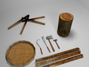 javaneese low poly woodentools Modello 3D