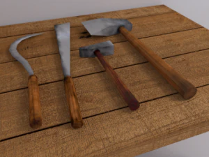 javaneese low poly woodentools 3D Model