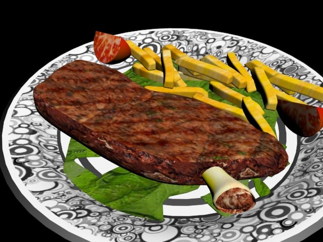 dish meat plato de carne 3D Model .c4d .max .obj .3ds .fbx .stl .blend 