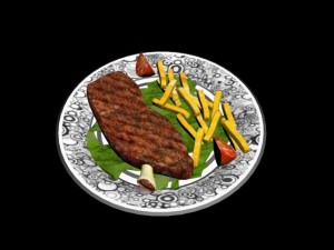 dish meat plato de carne 3D Model