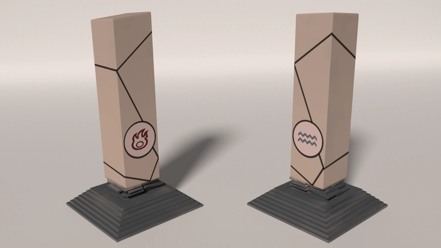 fire-water pillar 3D Model .c4d .max .obj .3ds .fbx .stl .blend 