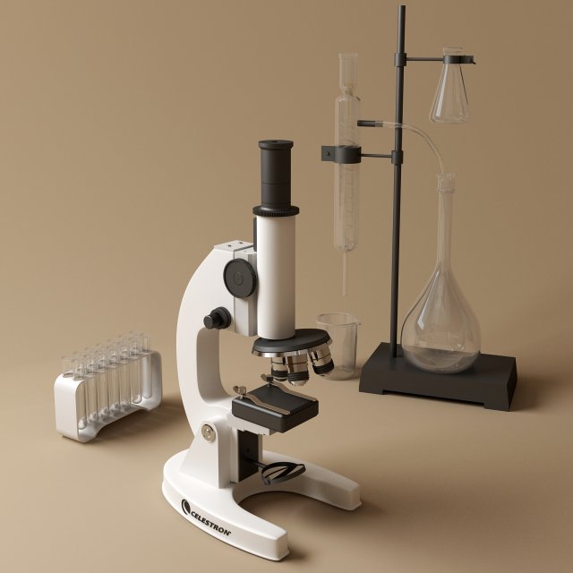microscope 3D Model .c4d .max .obj .3ds .fbx .stl .blend