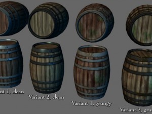 banded wooden barrels Modelo 3D