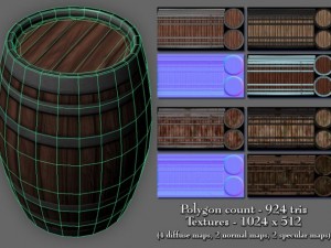 banded wooden barrels Modelo 3D