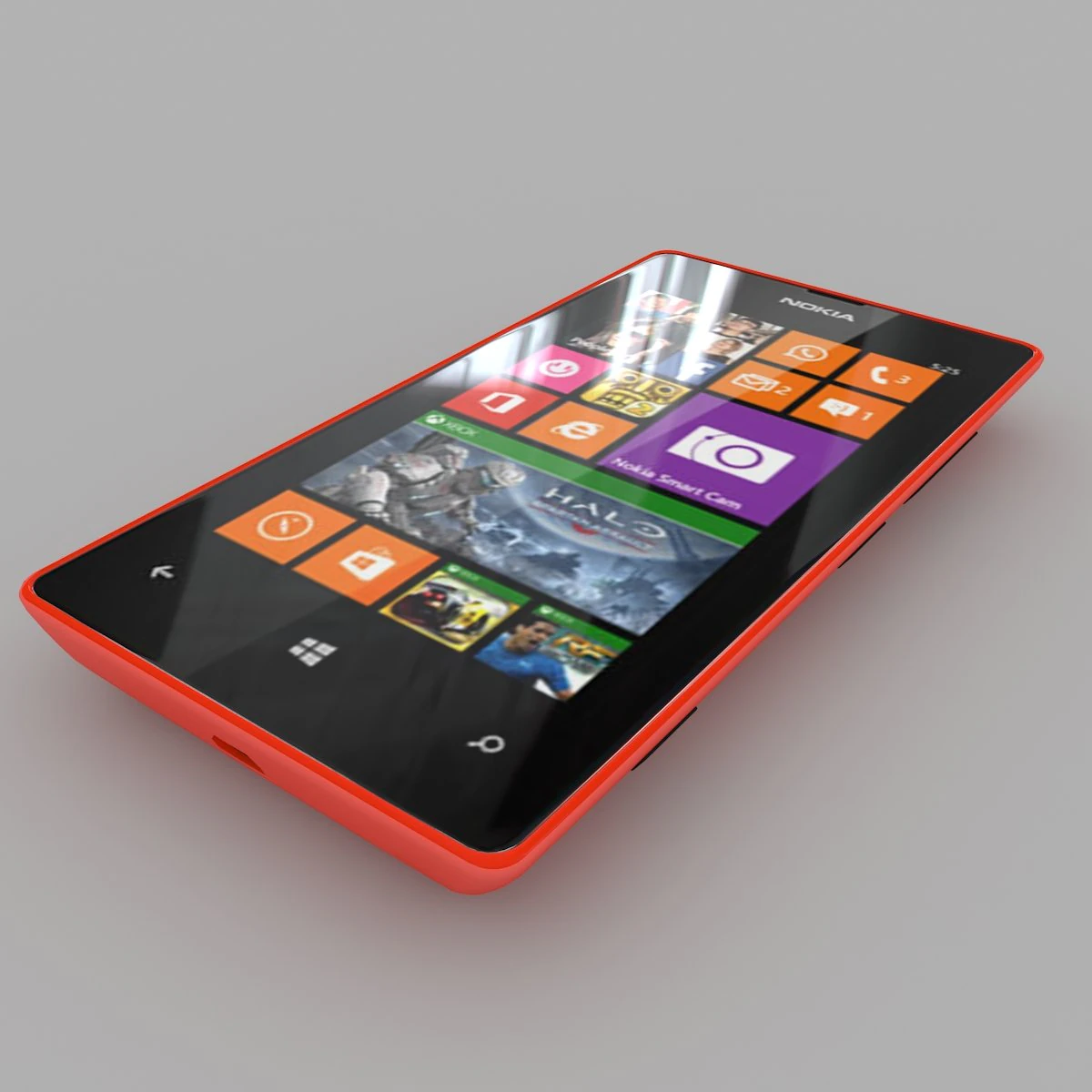 nokia lumia 525 red 3D Model .c4d .max .obj .3ds .fbx .stl .blend 