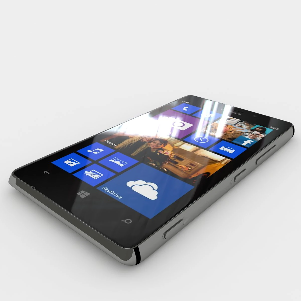 nokia lumia 925 black 3D Model .c4d .max .obj .3ds .fbx .stl .blend 