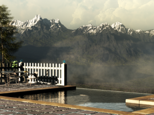 pool deck  fence Model 3D