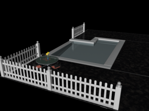 pool deck  fence Model 3D