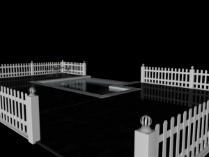pool deck  fence Model 3D