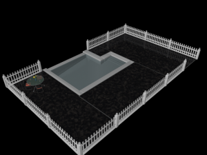 pool deck  fence Model 3D