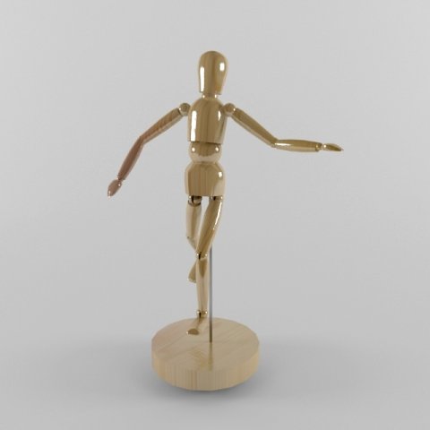 wooden doll 3D Model .c4d .max .obj .3ds .fbx .stl .blend 