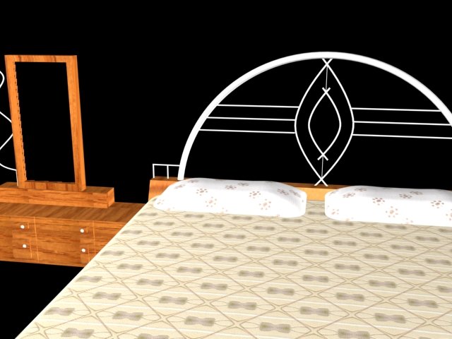 bed with dressing table 3D Model .c4d .max .obj .3ds .fbx .stl .blend 