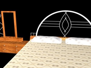 bed with dressing table Modelo 3D