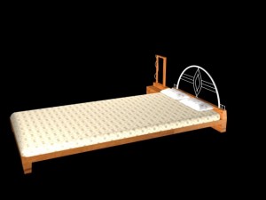 bed with dressing table 3D Model