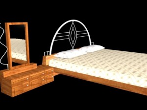bed with dressing table 3D Model