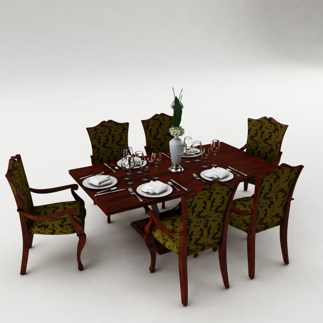 dining table 3D Model .c4d .max .obj .3ds .fbx .stl .blend