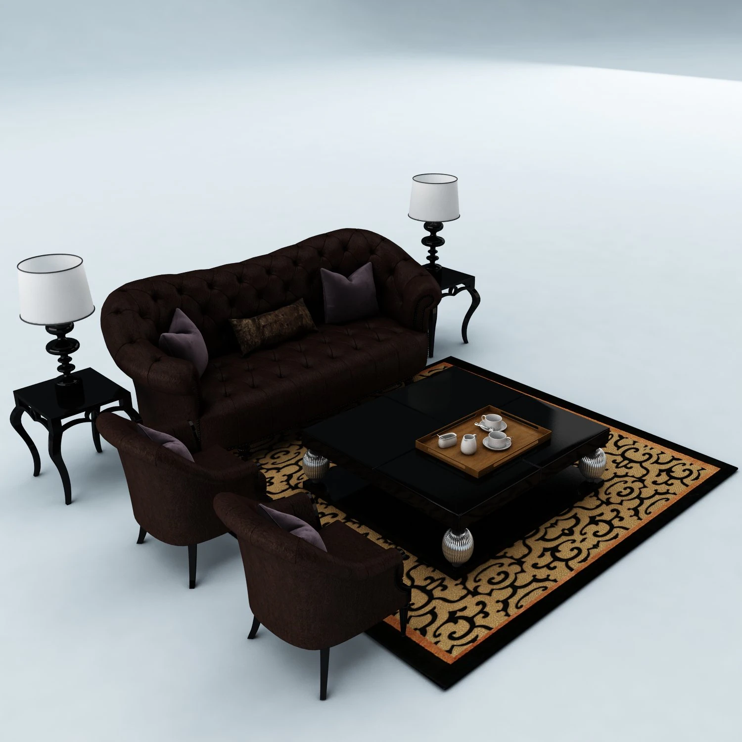 sofa set 3D Model .c4d .max .obj .3ds .fbx .stl .blend 