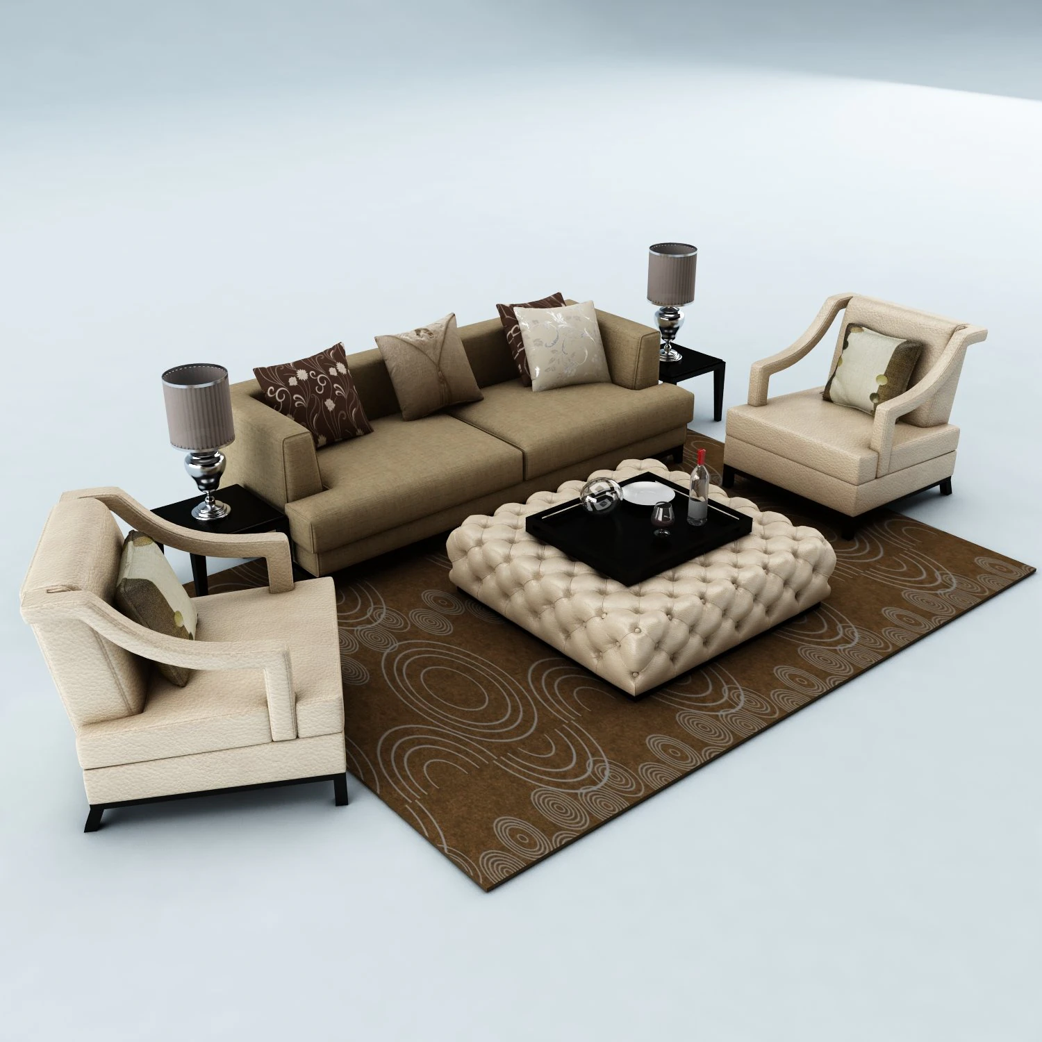 sofa set 3D Model .c4d .max .obj .3ds .fbx .stl .blend 