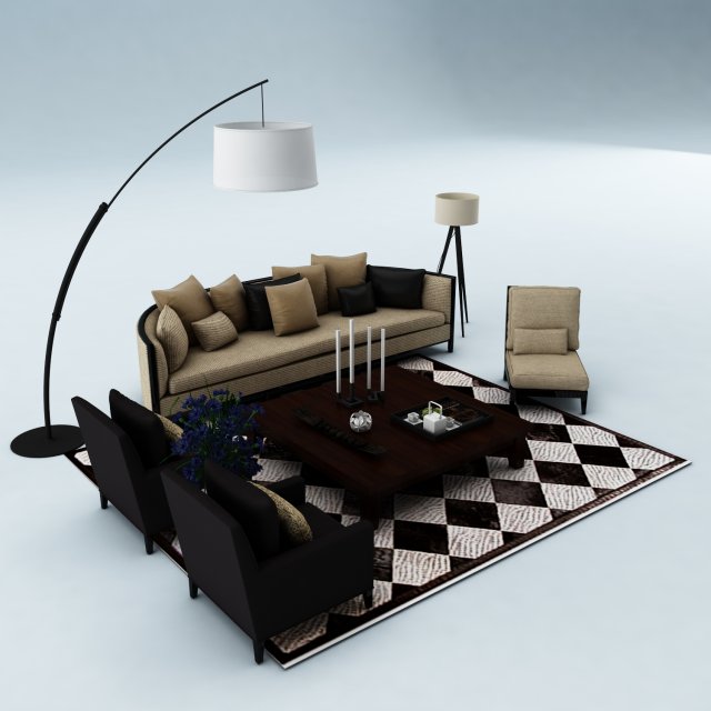 sofa set Model 3D .c4d .max .obj .3ds .fbx .stl .blend 