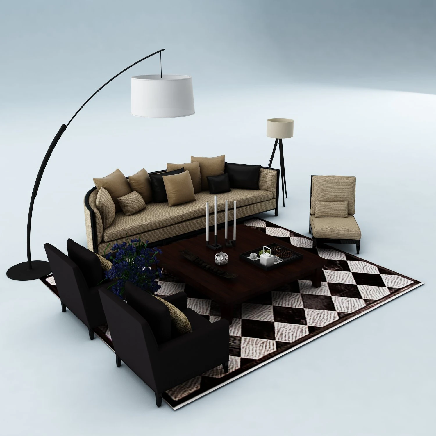 sofa set 3D Model .c4d .max .obj .3ds .fbx .stl .blend