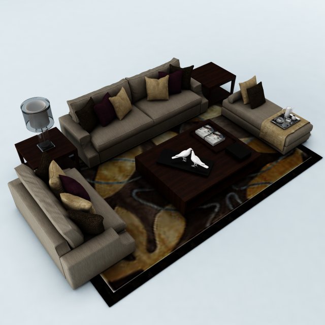 sofa set 3D 模型 .c4d .max .obj .3ds .fbx .stl .blend 