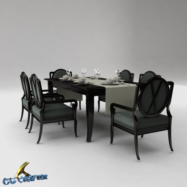 dining table set 3D 模型 .c4d .max .obj .3ds .fbx .stl .blend 