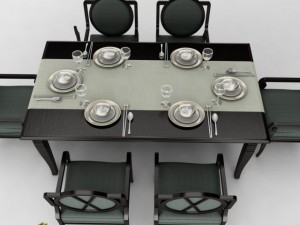 dining table set 3D 模型