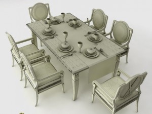 dining table set 3D 模型