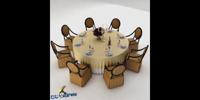 dining table set 3D Model .c4d .max .obj .3ds .fbx .stl .blend 
