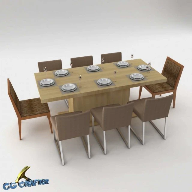 set da tavolo da pranzo Modello 3D .c4d .max .obj .3ds .fbx .stl .blend 