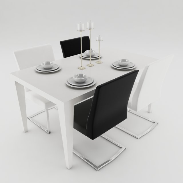 dining table set 3D 모델 .c4d .max .obj .3ds .fbx .stl .blend 