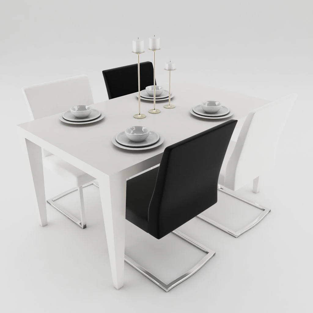 dining table set 3D Model .c4d .max .obj .3ds .fbx .stl .blend 