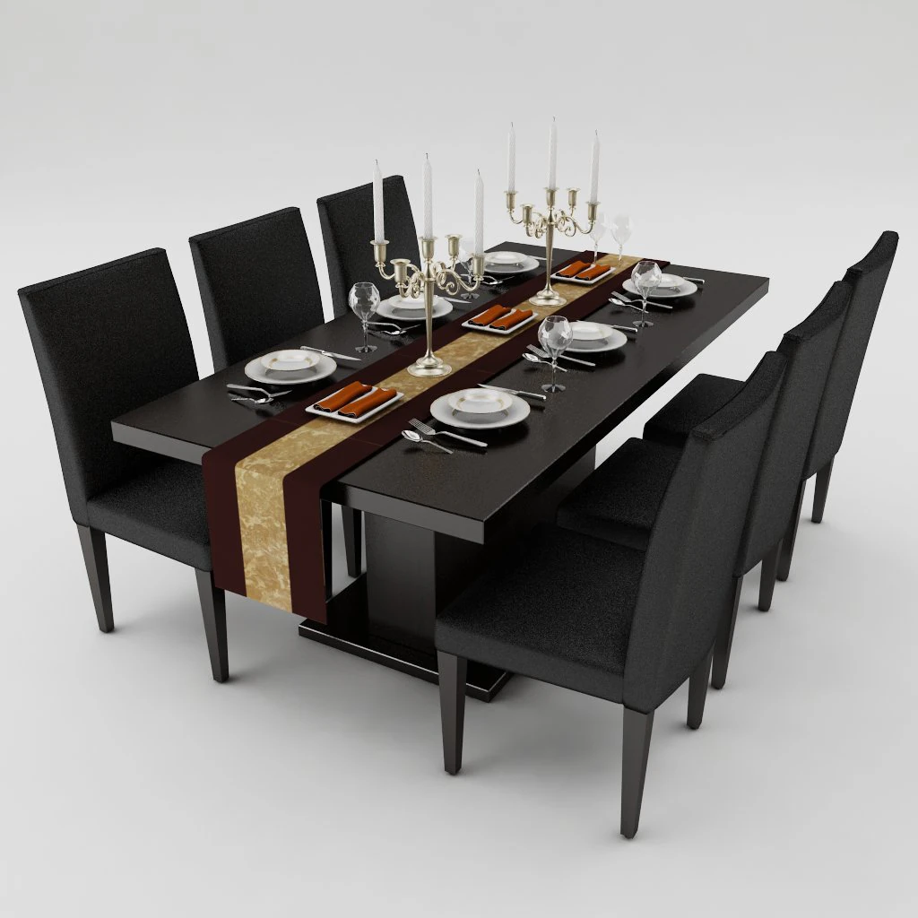 dining table set 3D Model .c4d .max .obj .3ds .fbx .stl .blend 