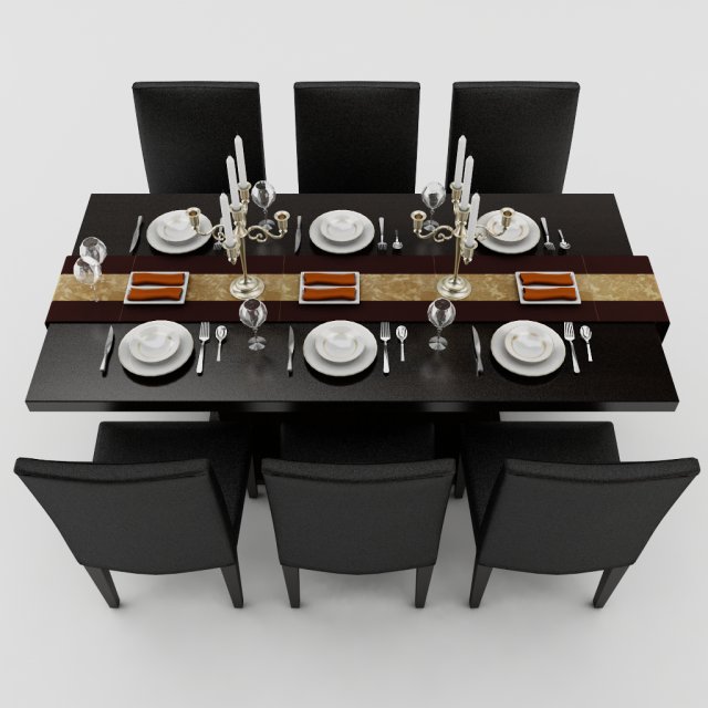 dining table set 3D Model in Dining Room 3DExport