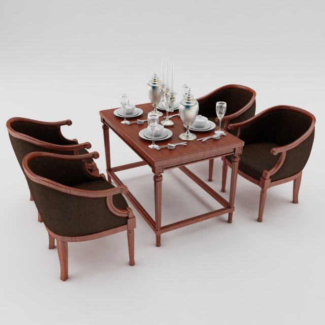 dining table set Modelo 3D .c4d .max .obj .3ds .fbx .stl .blend