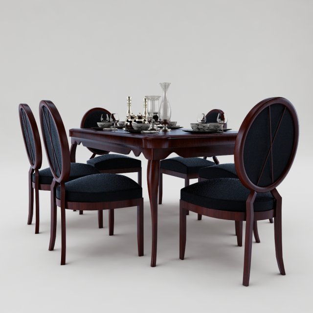 dining table set Model 3D .c4d .max .obj .3ds .fbx .stl .blend 
