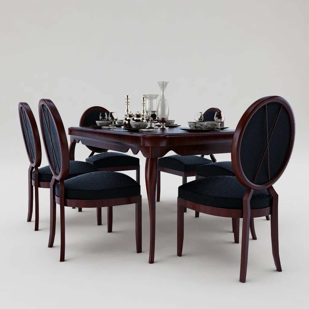 dining table set 3D Model .c4d .max .obj .3ds .fbx .stl .blend 