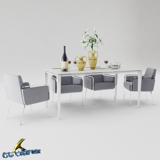 dining table set 3D Model .c4d .max .obj .3ds .fbx .stl .blend 