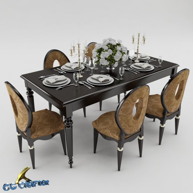 dining table set Modelo 3D .c4d .max .obj .3ds .fbx .stl .blend 