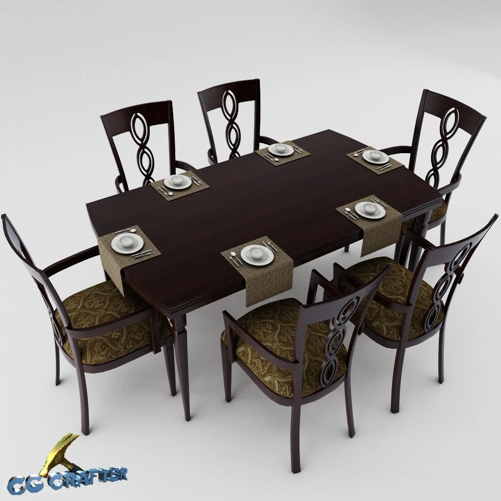 dining table set 3D Model .c4d .max .obj .3ds .fbx .stl .blend 
