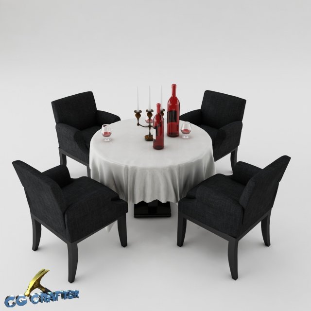 dining table set 15 3D Modell .c4d .max .obj .3ds .fbx .stl .blend